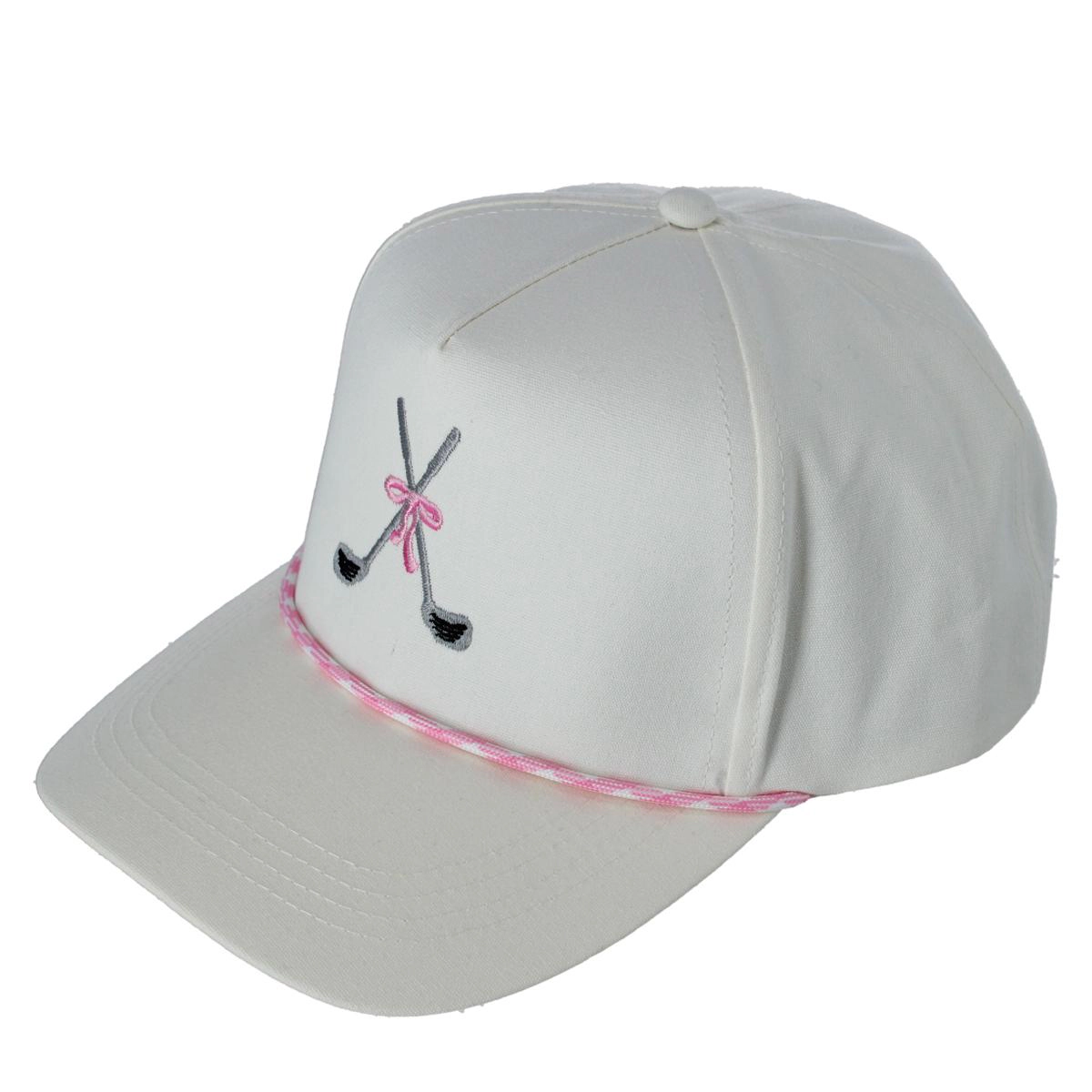 CTM® Women's Golf Club Bow Cap with Rope Hatband