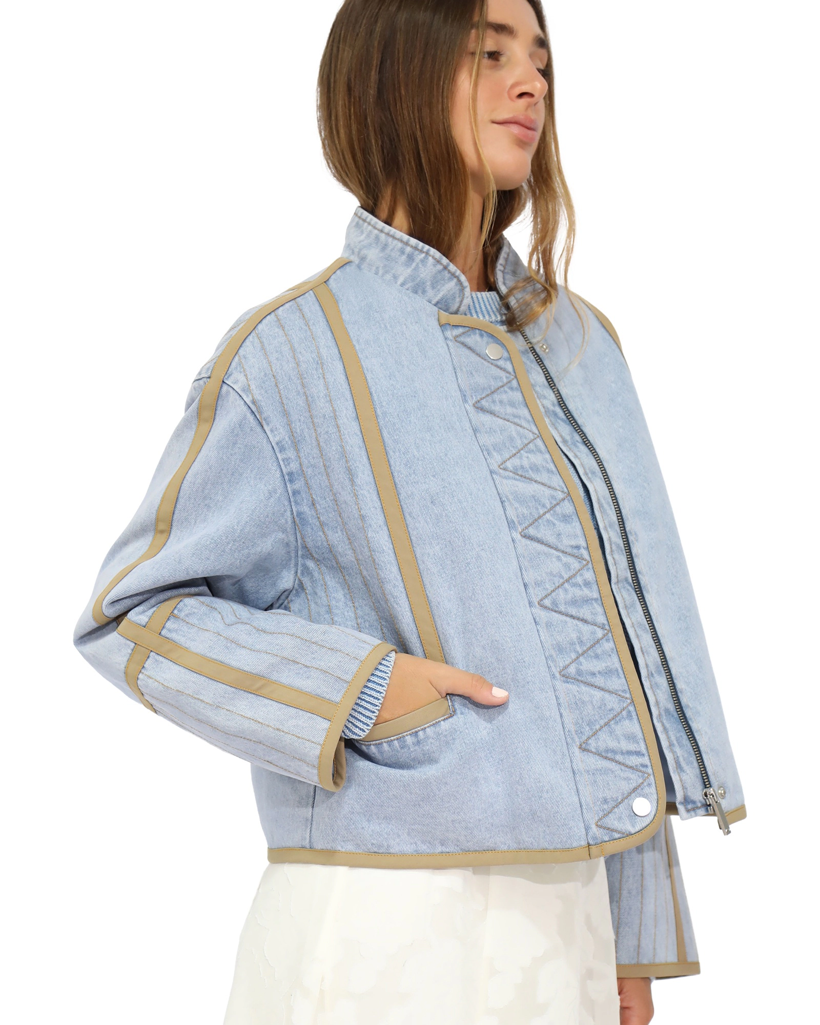 Belle & Bloom Free And Forward Quilted Denim Jacket