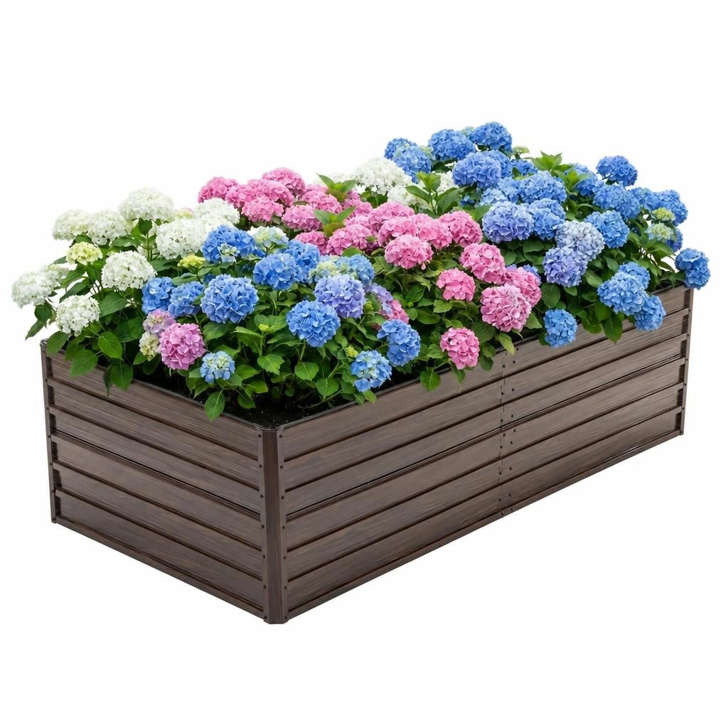 WOW PIONEER Long Rectangular Metal Garden Planter Box Decorative for Patio Yard Walkway Balcony