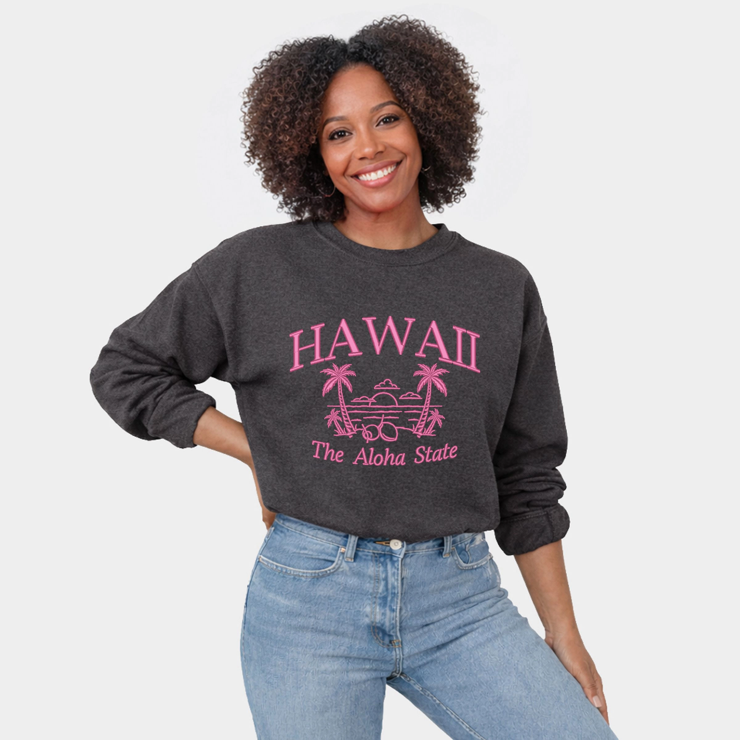 Simply Sage Market - Embroidered Hawaii The Aloha State  Women's Graphic Sweatshirt