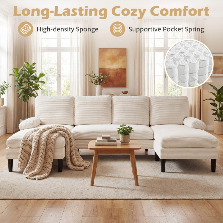 Hivvago U-Shaped Sectional Couch With Double Chaise For Living Room