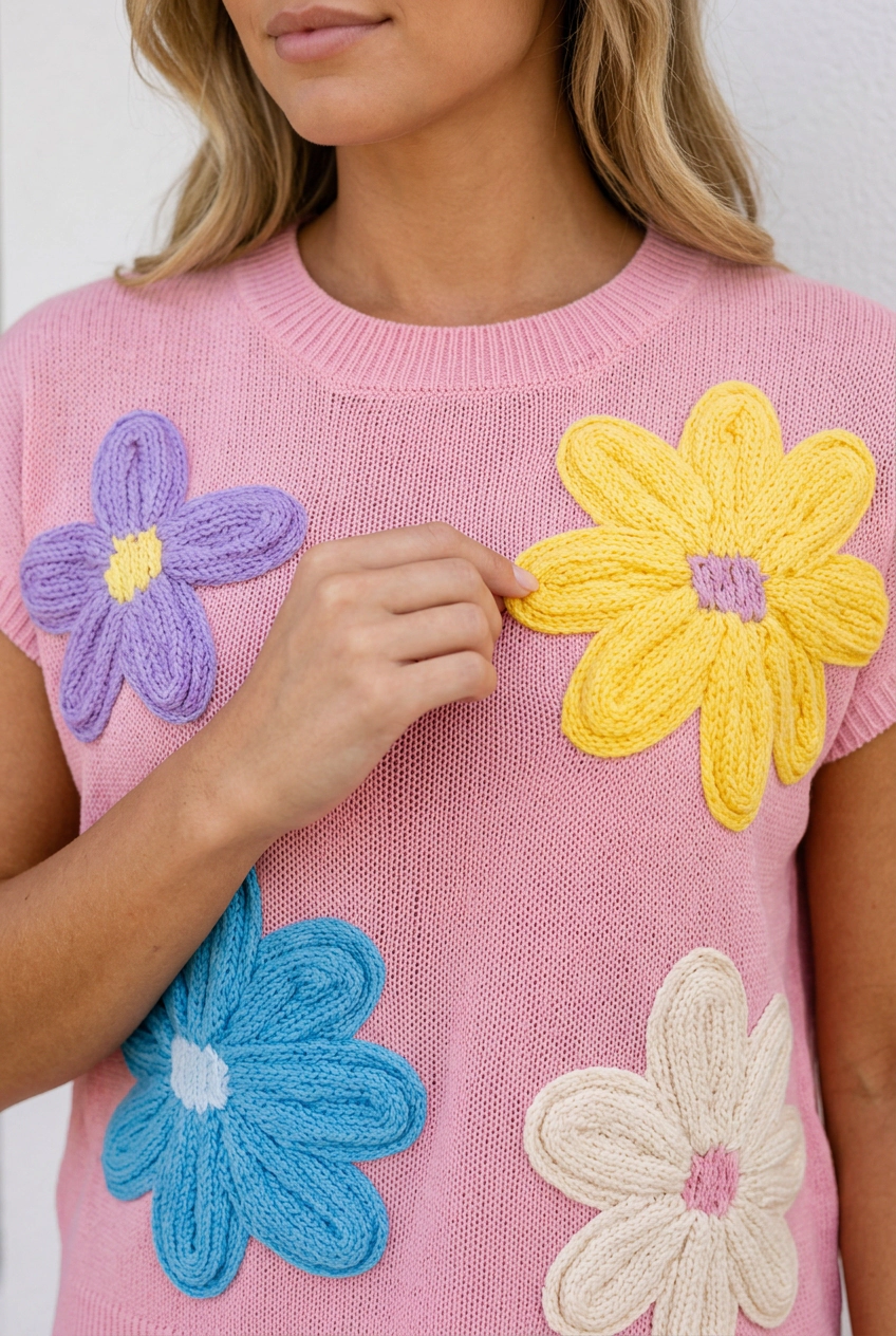 Threaded Pear Tami Short Sleeve Sweater