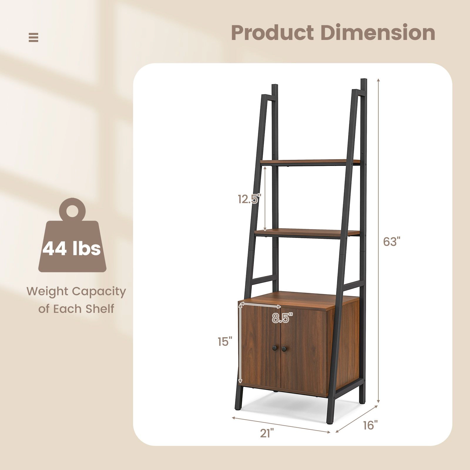 SlickBlue 4-Tier Storage Shelf, Ladder Bookcase with Cabinet