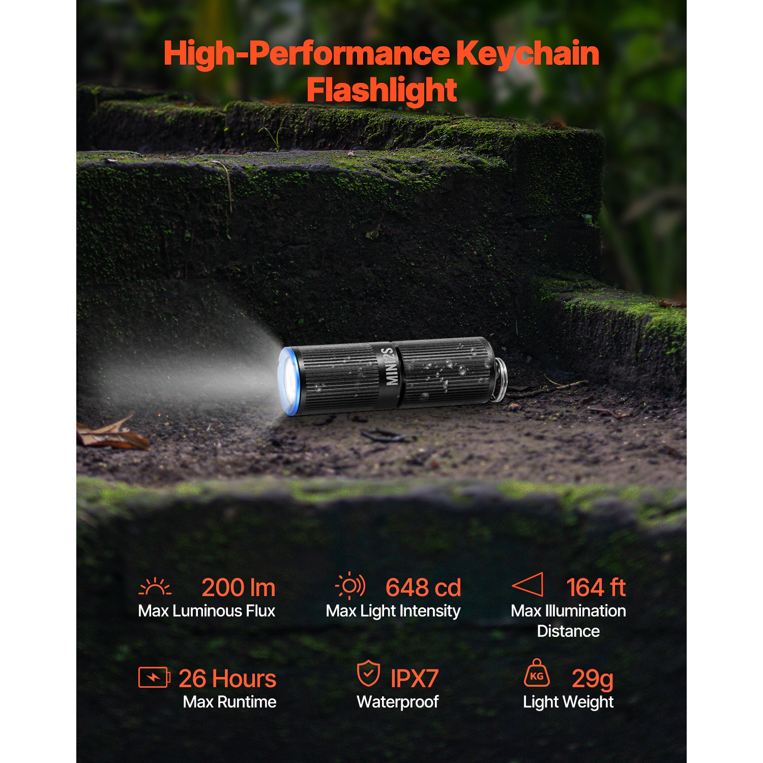 HONGGE Rechargeable Keychain Flashlight Mini LED with Lighting Modes Portable for Everyday Carry Camping Emergencies