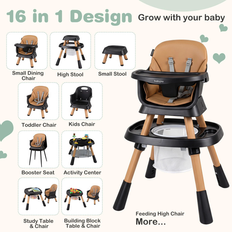 Hivvago 16-in-1 Baby High Chair with Activity Center and Booster Seat for Babies Toddlers