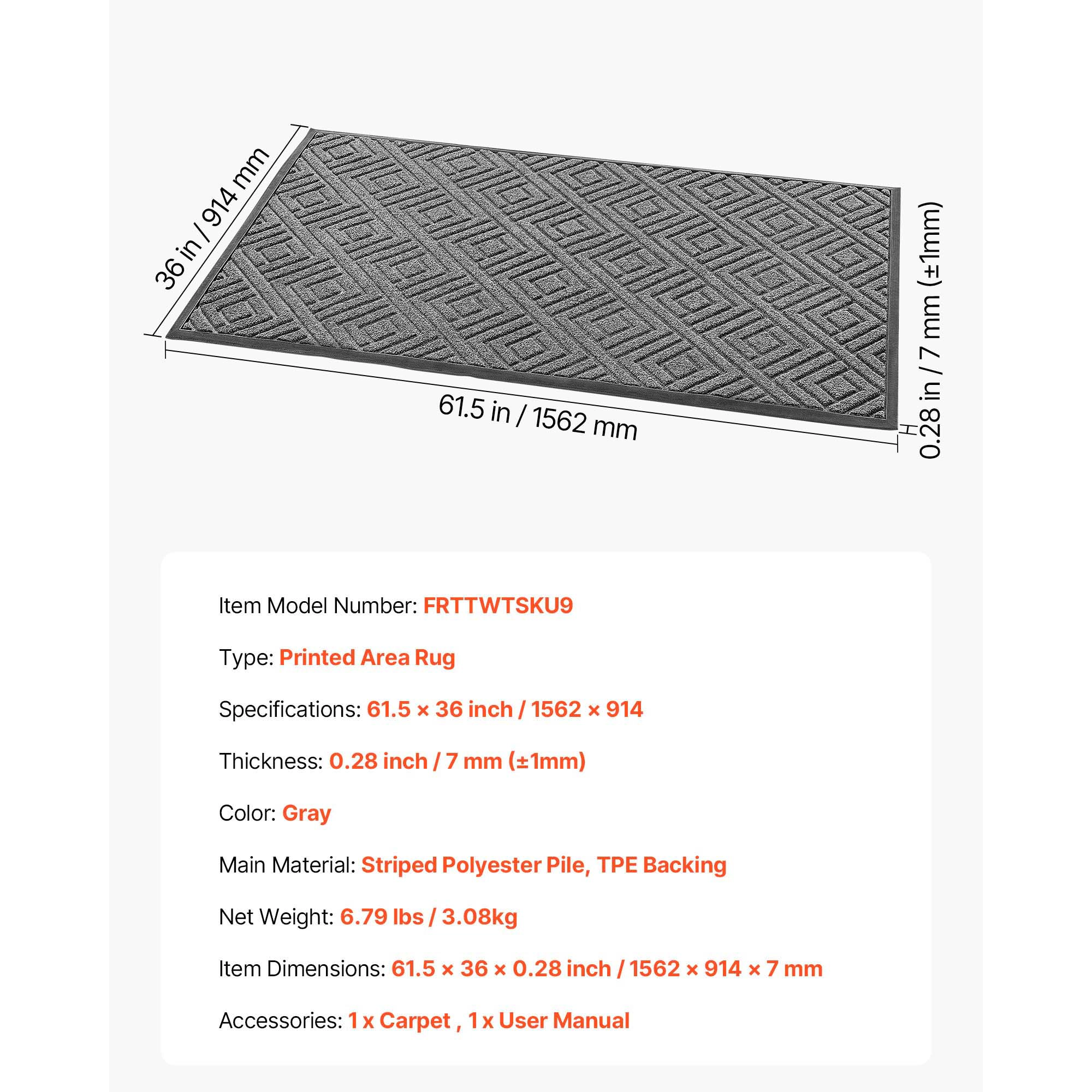 HONGGE Front Door Mat Commercial Floor Mat for Indoor and Outdoor Modern Stylish Carpet with TPE Backing Heavy Duty
