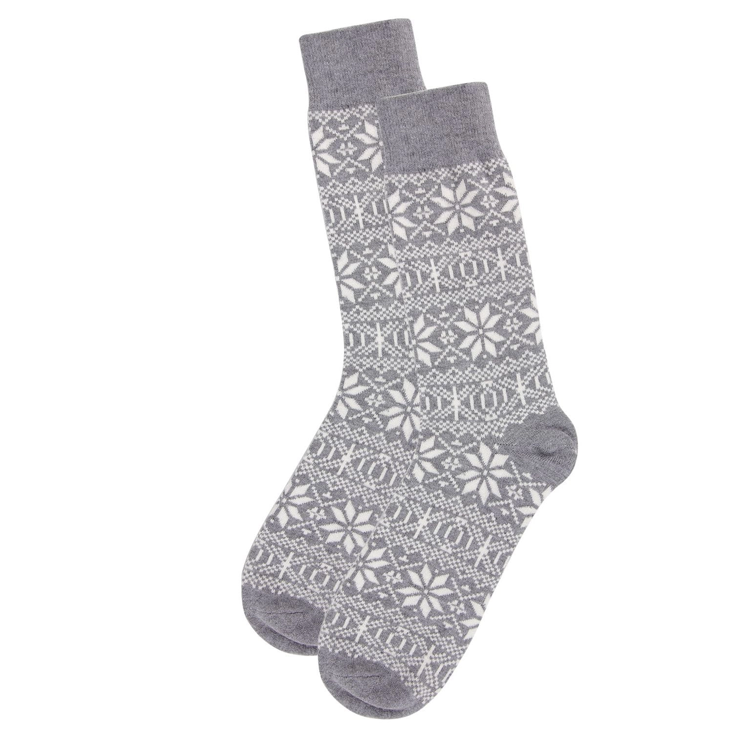 MeMoi Men's Snowflake Luxuriously Soft Cashmere Blend Crew Socks