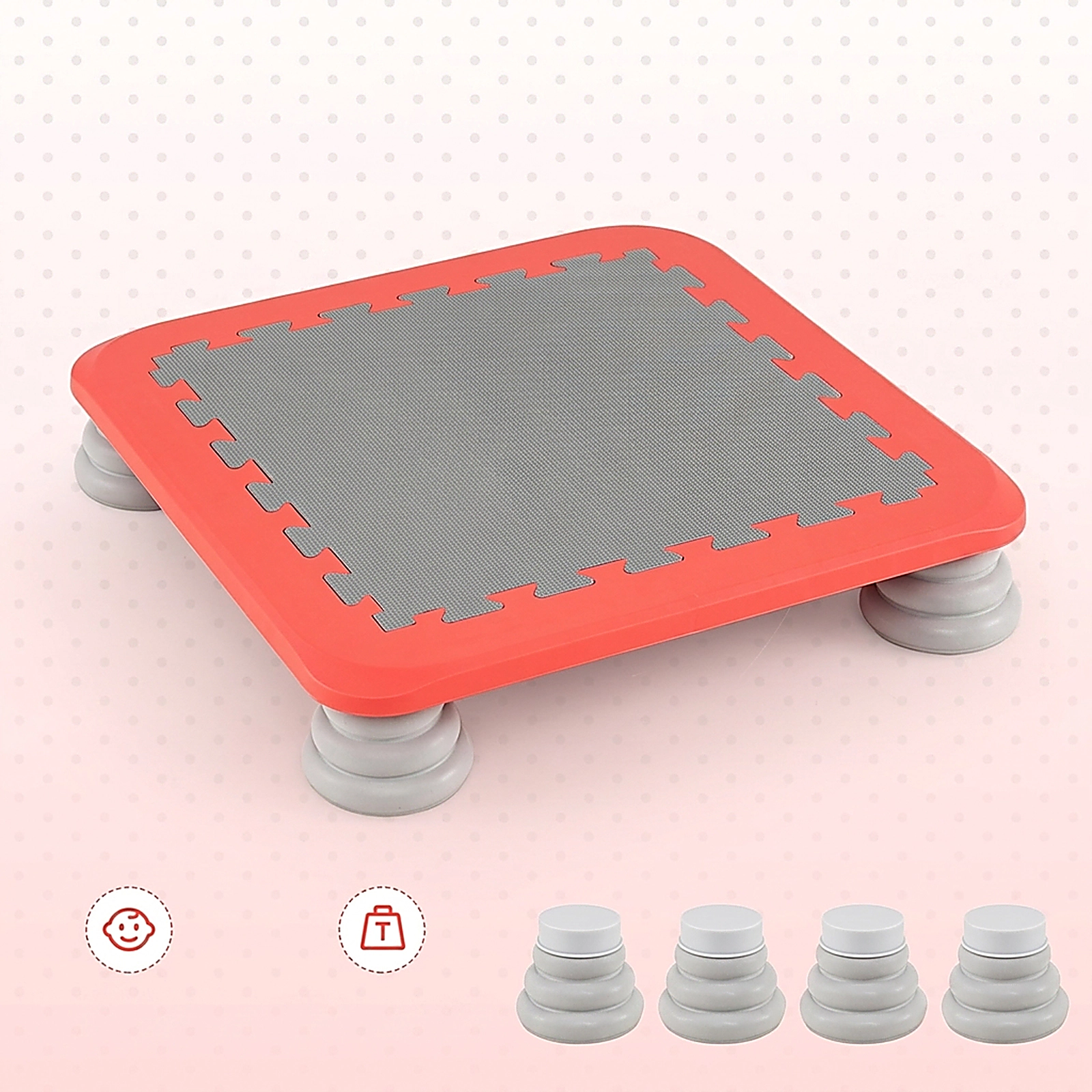 SUGIFT 25.5-in Kids Mini Trampoline with Honeycomb Bottom & 4 Removable Non-Slip Foot Pads 220-lb Capacity 3+ Years Red