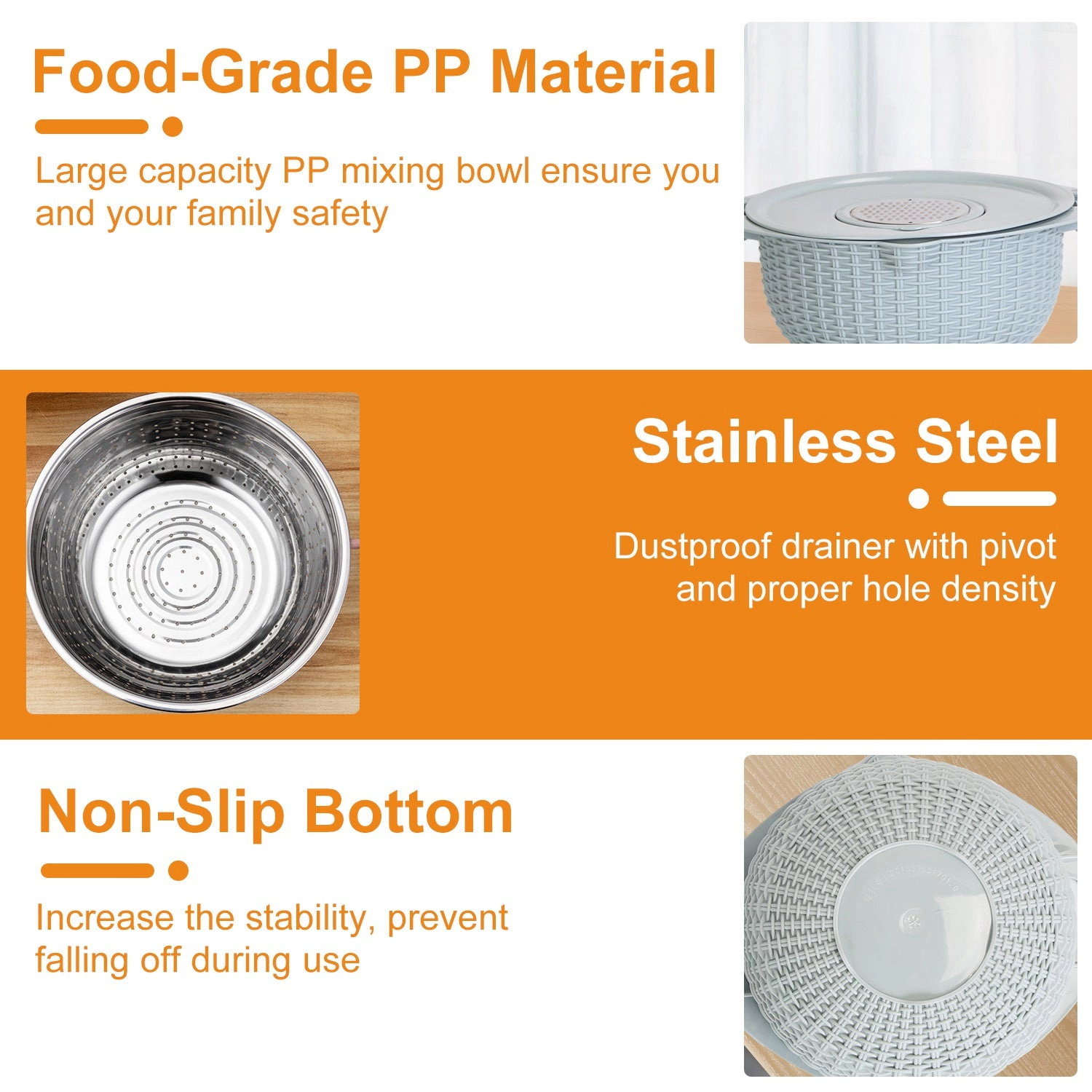GBruno Stainless Steel Mixing Bowl With Grater Set
