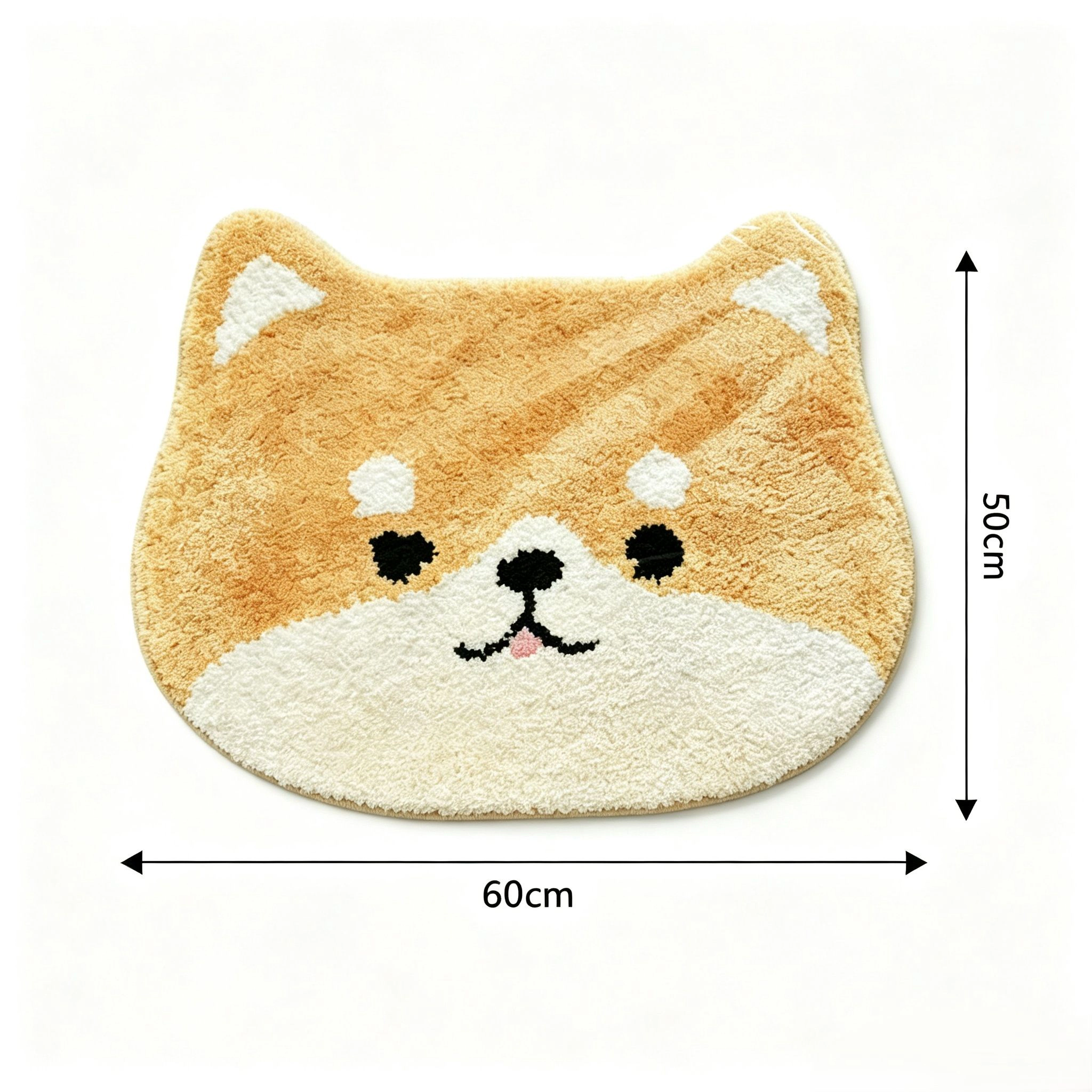 Alilang Unisex Cute Shiba Inu Head Shaped Bathroom Floor Mat Soft Water Absorbent with Anti-Slip Base