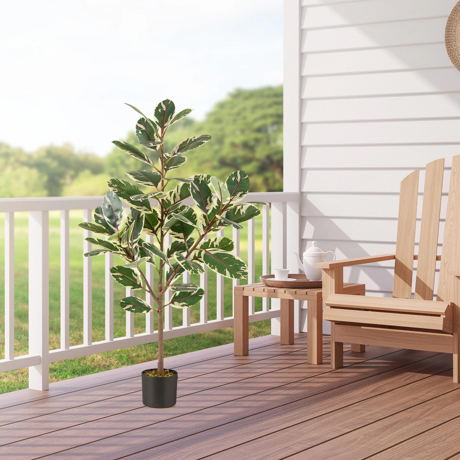 Slickblue 2 Pieces 4.3 FT Artificial Bird of Paradise Plants with Cement Filled Pots for Indoor Display