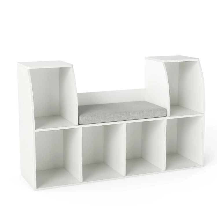 Hivvago 40 Inches Kids Bookshelf with Reading Nook Bookcase with 6 Open Cubes