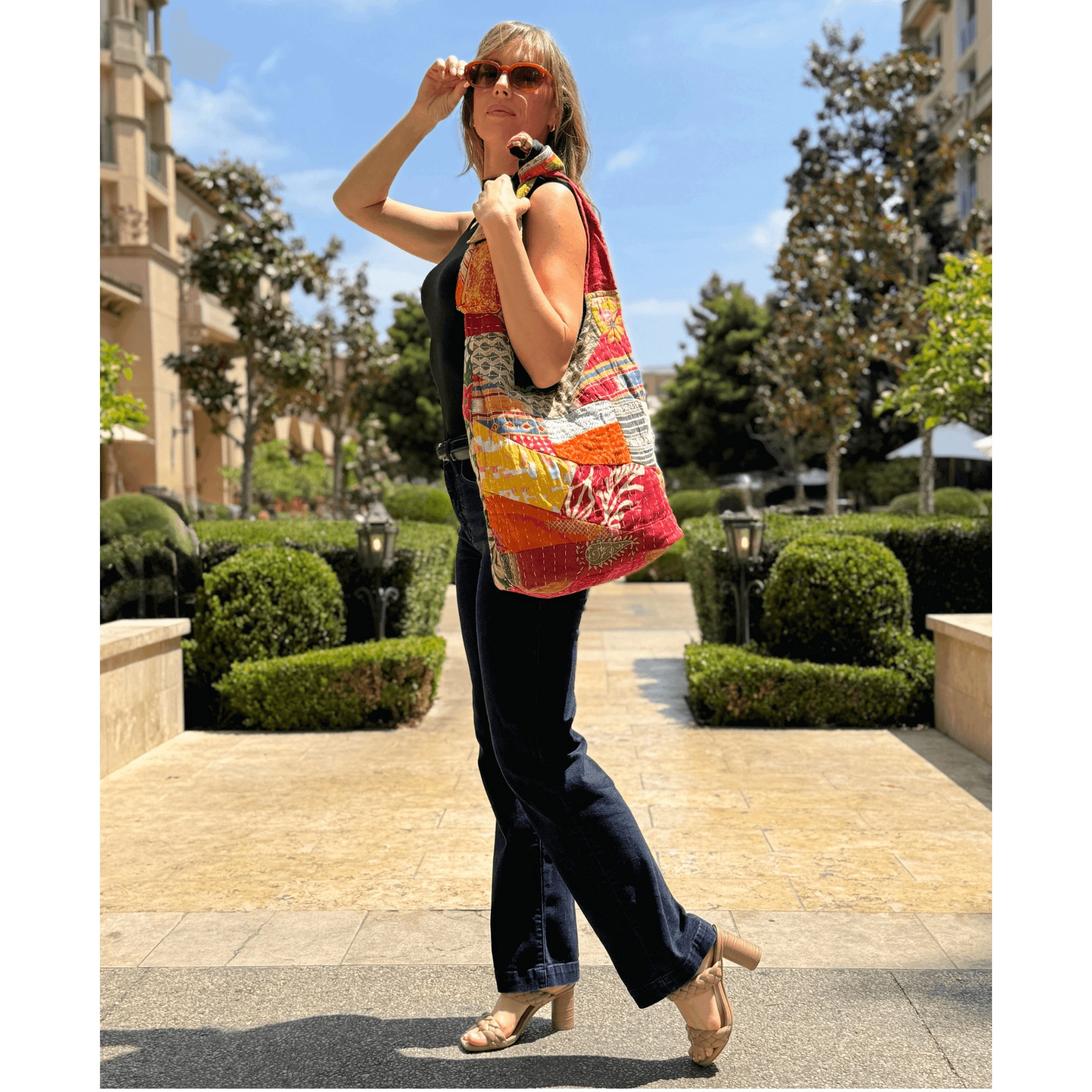 Kathmandu Collection Womens Kantha Patchwork Hobo Bag