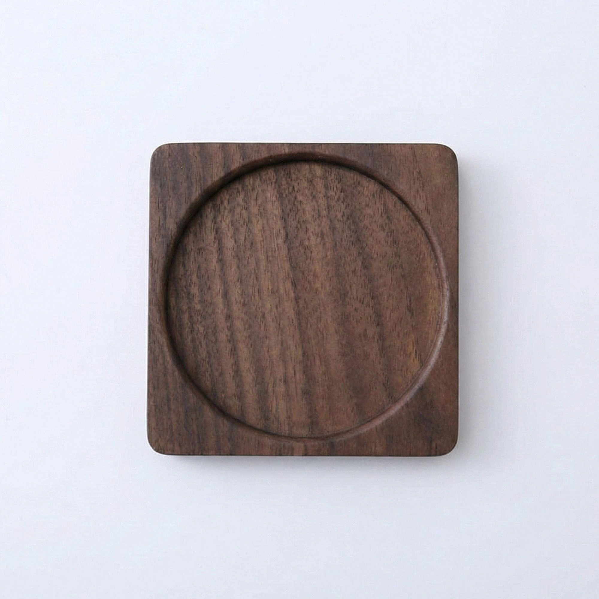 Alilang Women 2-PC Square Wood Coaster with Recessed Round Groove Table Protector