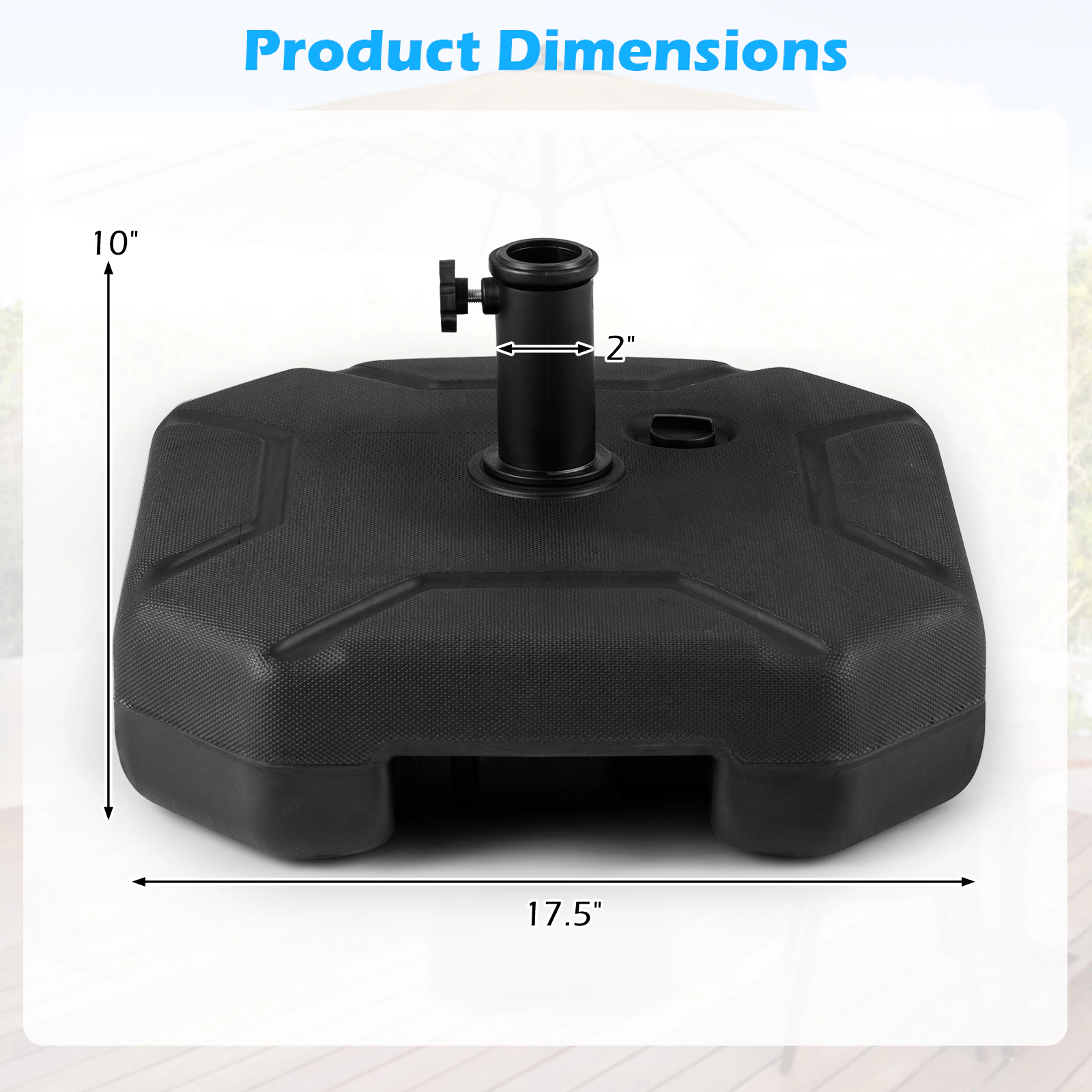 Slickblue Unisex Universal Patio Umbrella Base with Handle and Adjustable Tightener Black