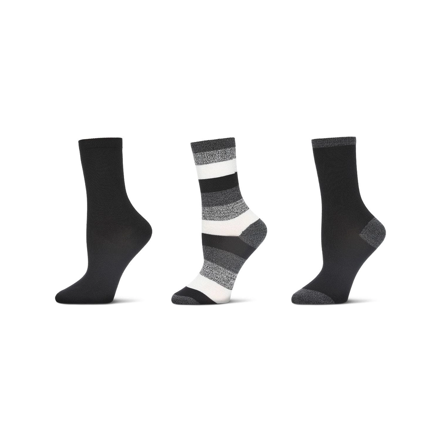 MeMoi Women's 3 Pair Pack Jumbo Stripes Buttersoft Crew Socks
