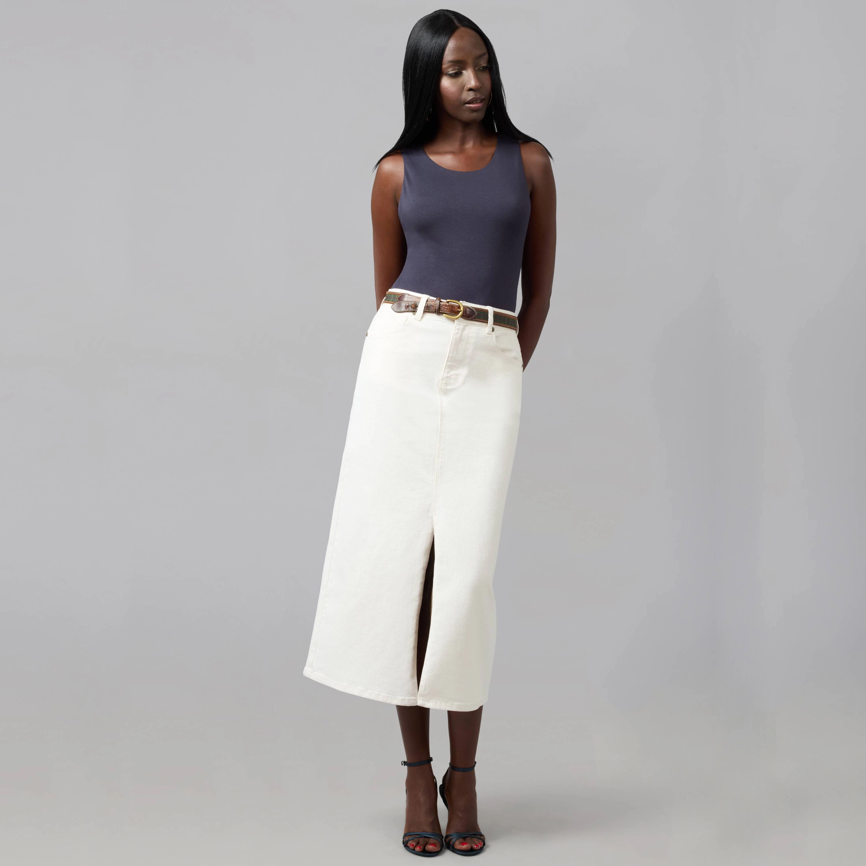 Lola Denim Womens Halston High Rise Maxi Skirt