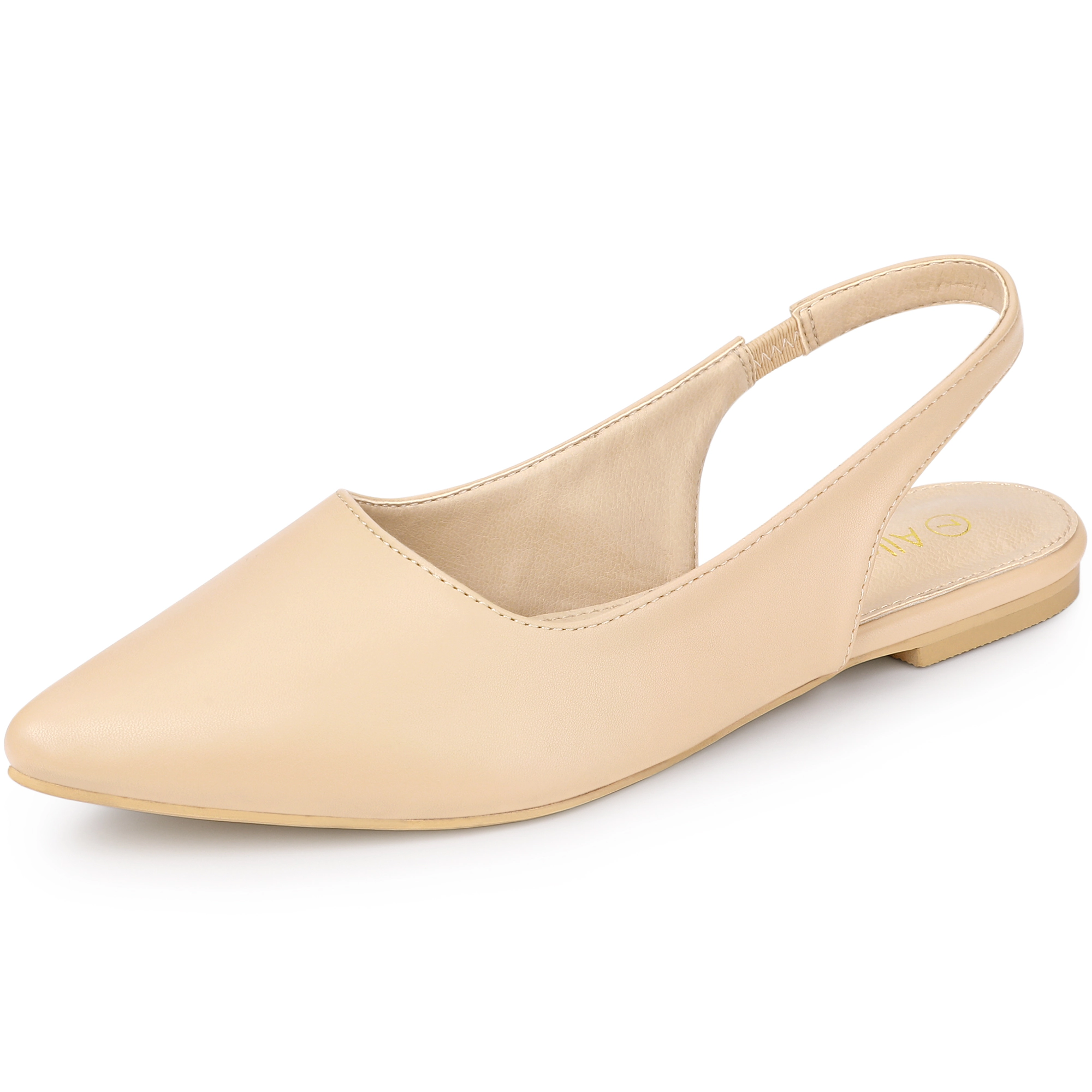 BLISSFUL STEP Women Faux Leather Pointed Toe Slingback Flats