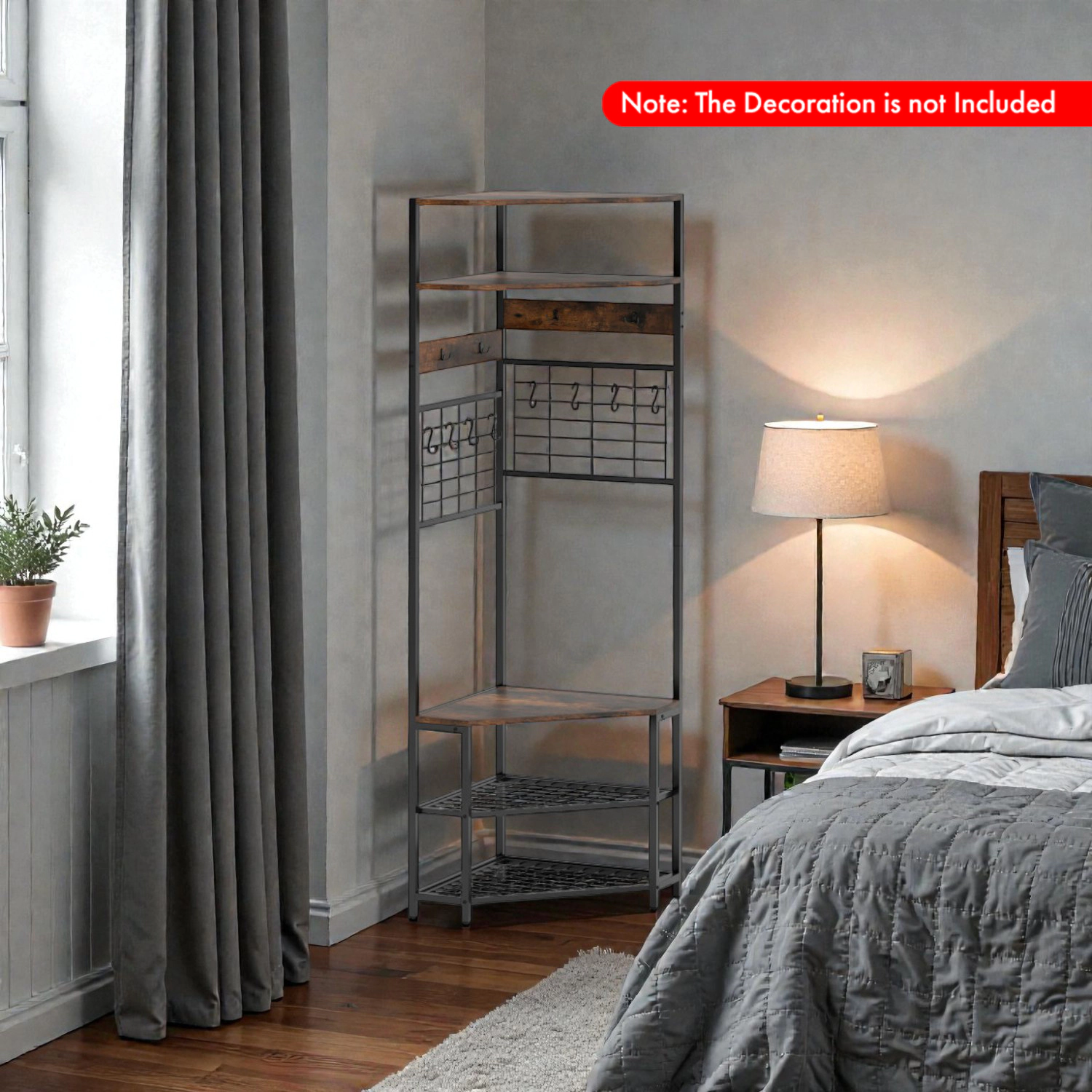 Hivvago Multi-Tier Corner Coat Rack with Built-In Shoe Storage