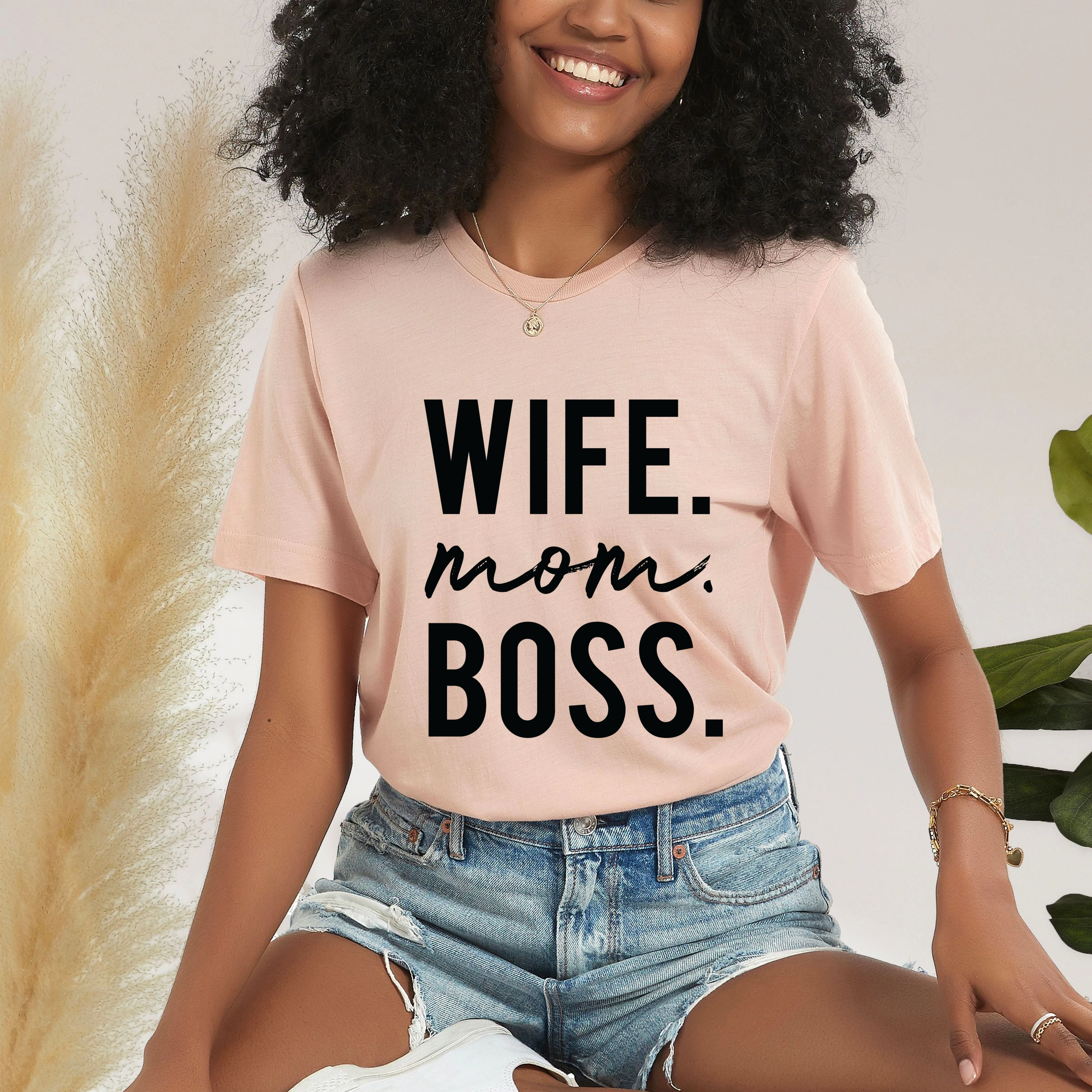 Simply Sage Market - Wife Mom Boss Block Graphic Women's Short Sleeve Tee