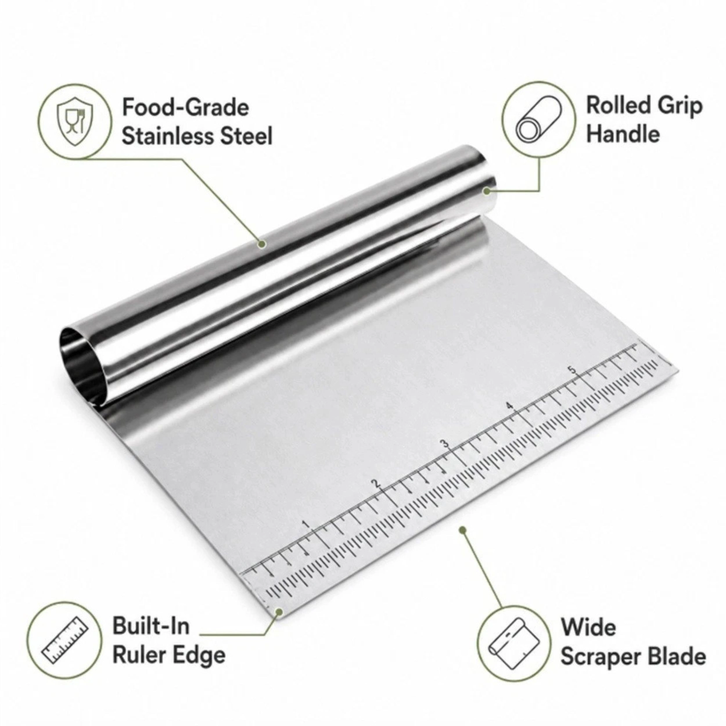 Home Collection Stainless Steel Dough Scraper Cutter Bench Tool for Baking & Pizza