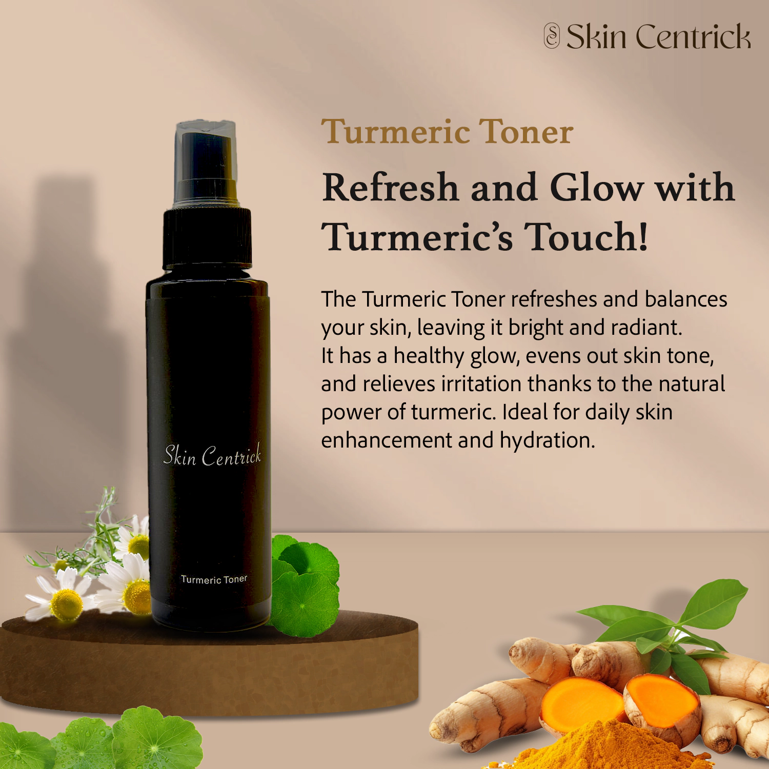 Skin Centrick Turmeric Facial Toner, Hydrating Care with Turmeric and Aloe Vera for Dry, Dull-Looking Skin, 100 mL