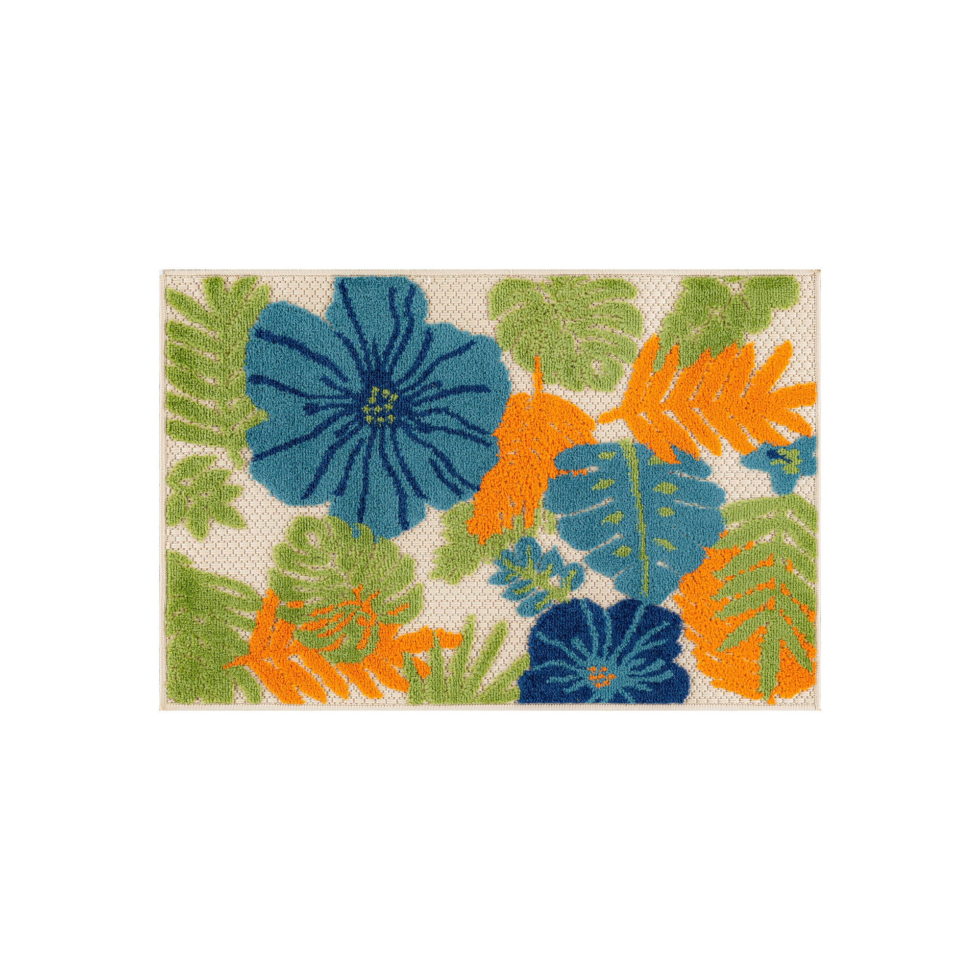 World Rug Gallery Indoor/Outdoor High-Low Textured Area Rug, Tropical Floral, Easy-Clean