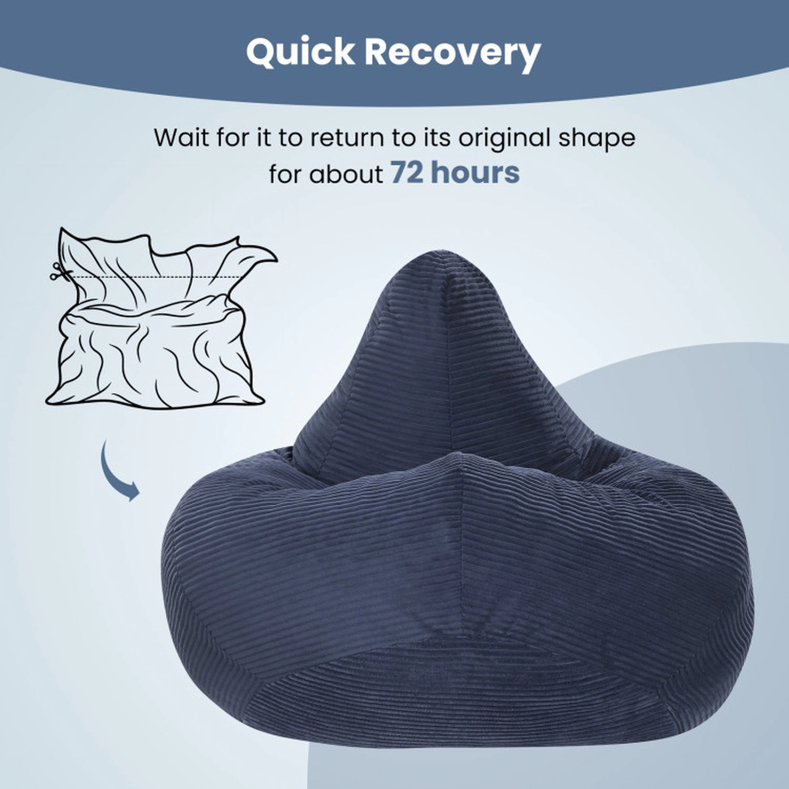SUGIFT Corduroy Cover and Soft Sponge Filling Bean Bag Chair for Adults Lazy Sofa