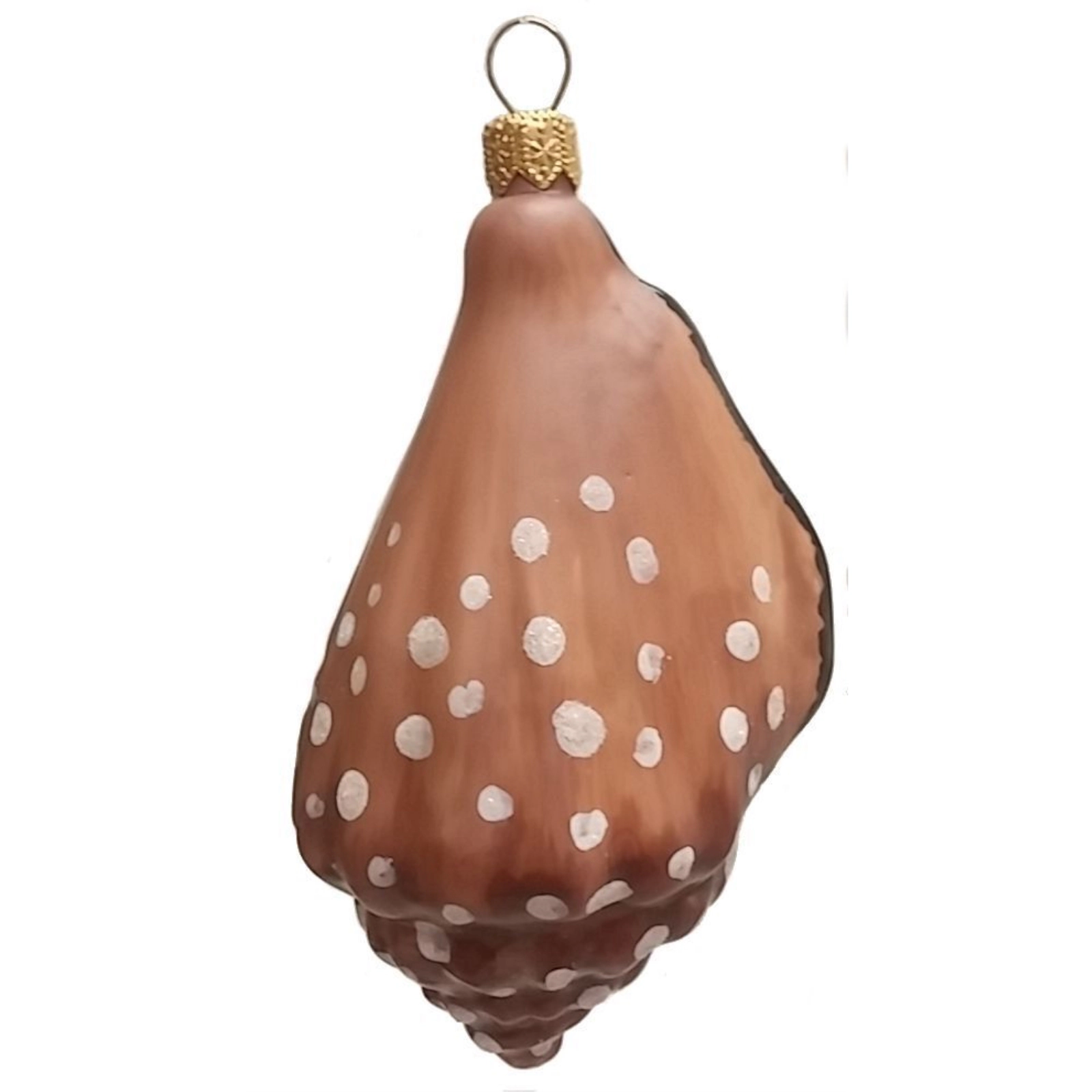 Pinnacle Peak Trading Company Brown Spotted Conch Seashell Polish Blown Glass Christmas Ornament Decorations