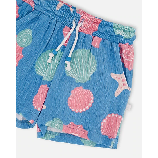 Deux par Deux Girls Crinkle Jersey Shorts Shell Print