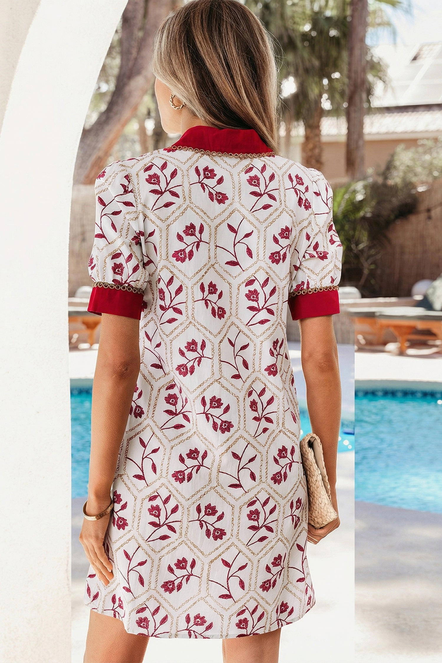 Threaded Pear Womens Elianna Short Sleeve Mini Dress