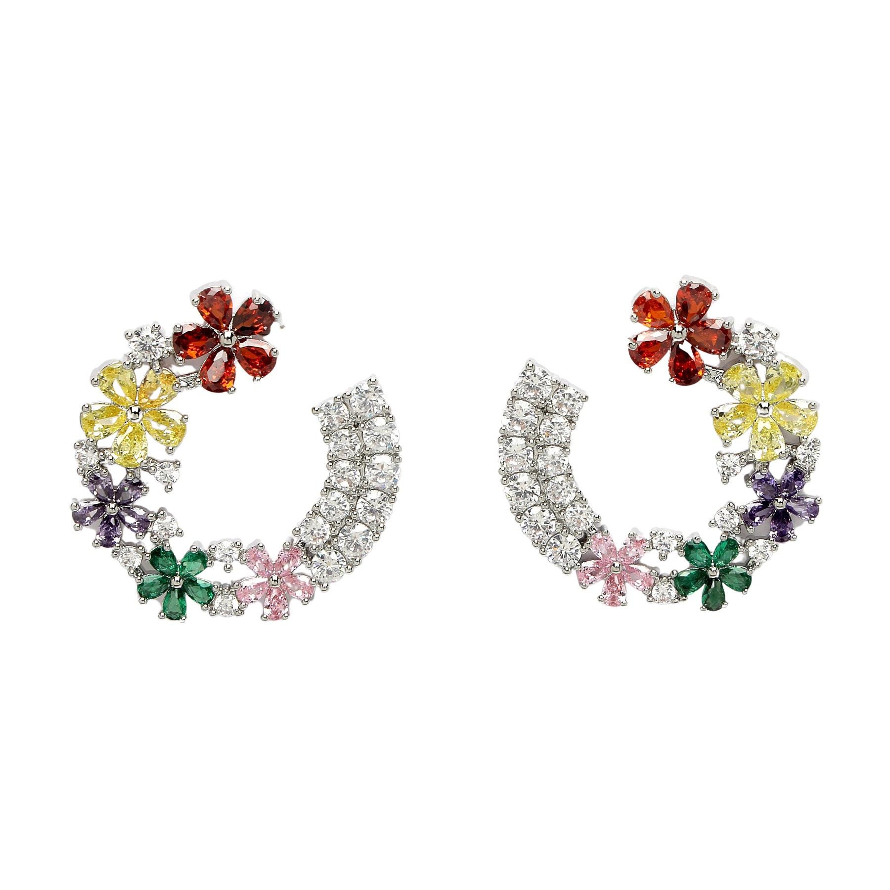 AGP PARIS Womens Diva Collection Dainty Floral Hoop Earrings