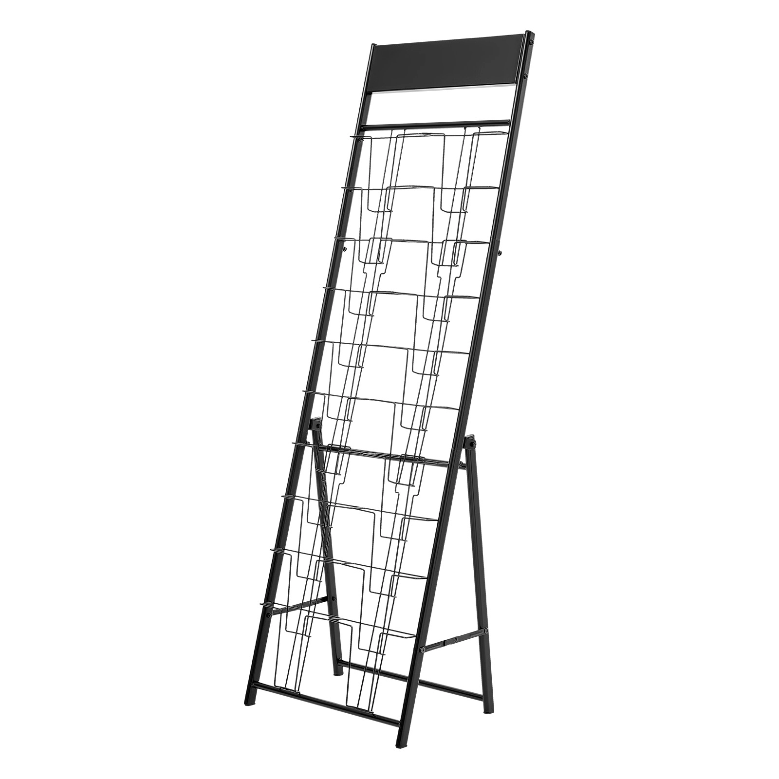 HONGGE Brochure Display Rack Pockets Magazine Literature Stand Portable Floor Standing Metal