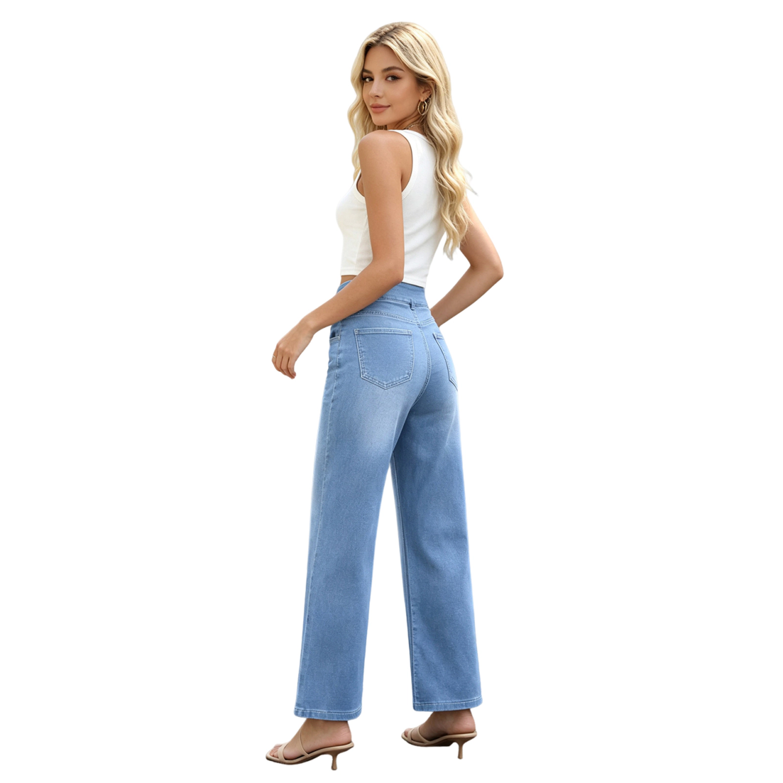 EadianDree Womens Jeans High Rise Wide Leg Denim Pants For Casual Daily Occasions