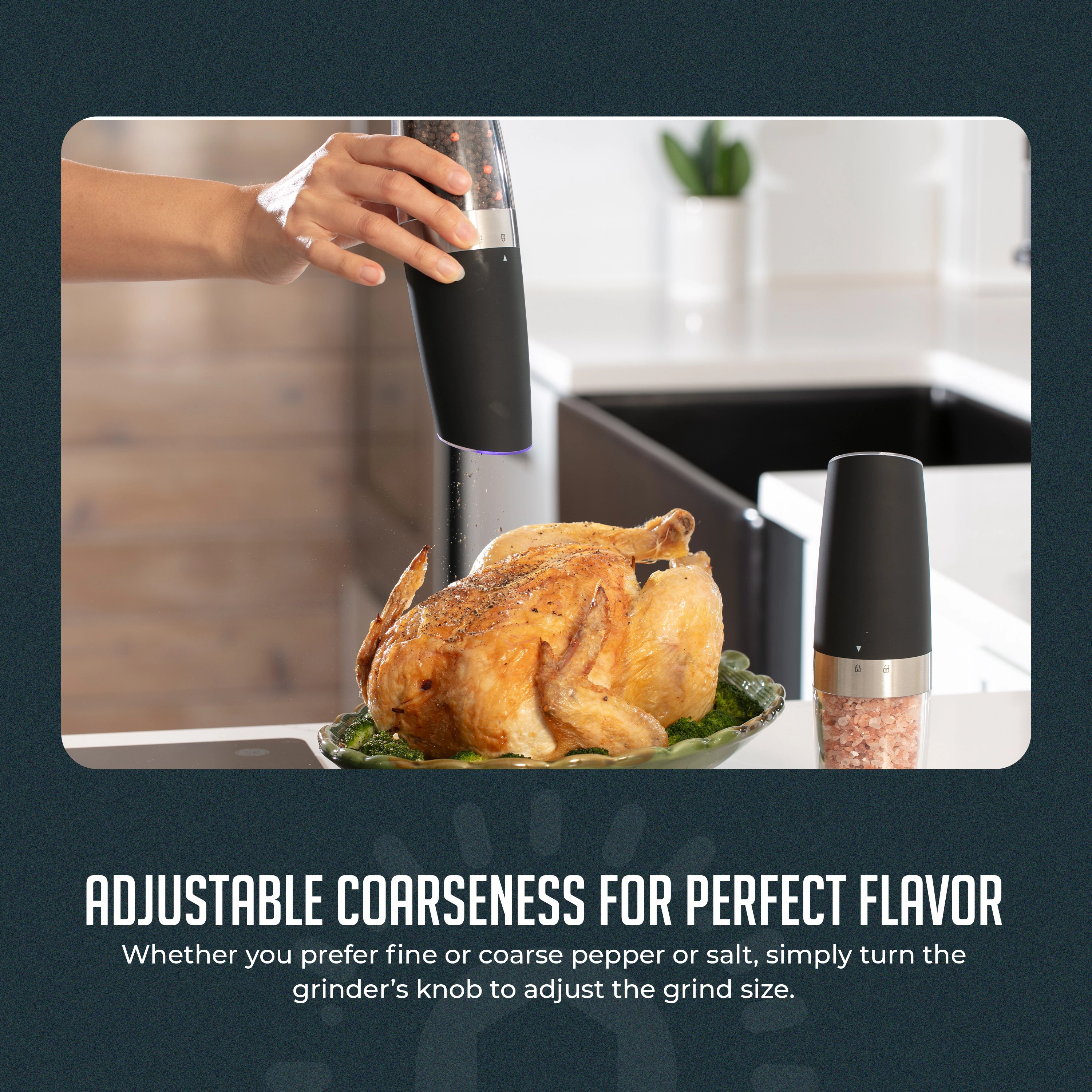 Luminuxe Gravity Electric Pepper and Salt Grinder Set – One-Handed Automatic Operation, Adjustable Coarseness, LED Light