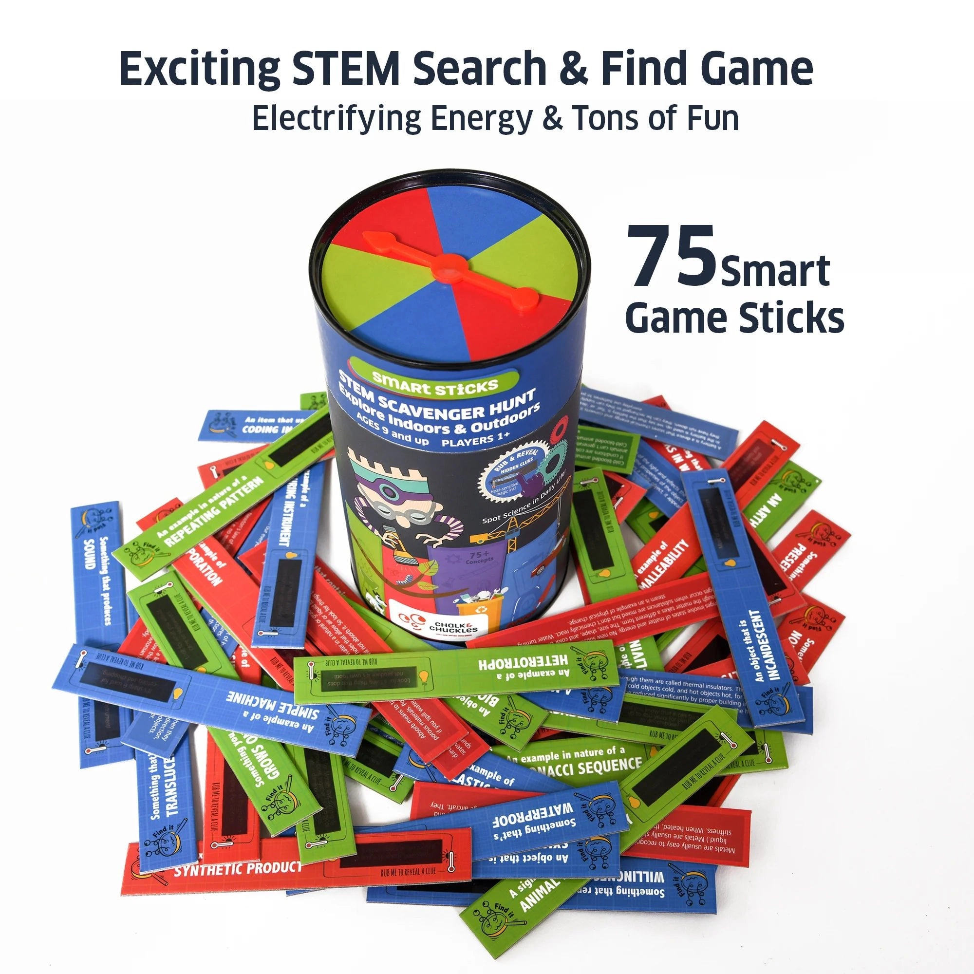 Chalk & Chuckles Smart Sticks-STEM Scavenger Science - 1 or More Players