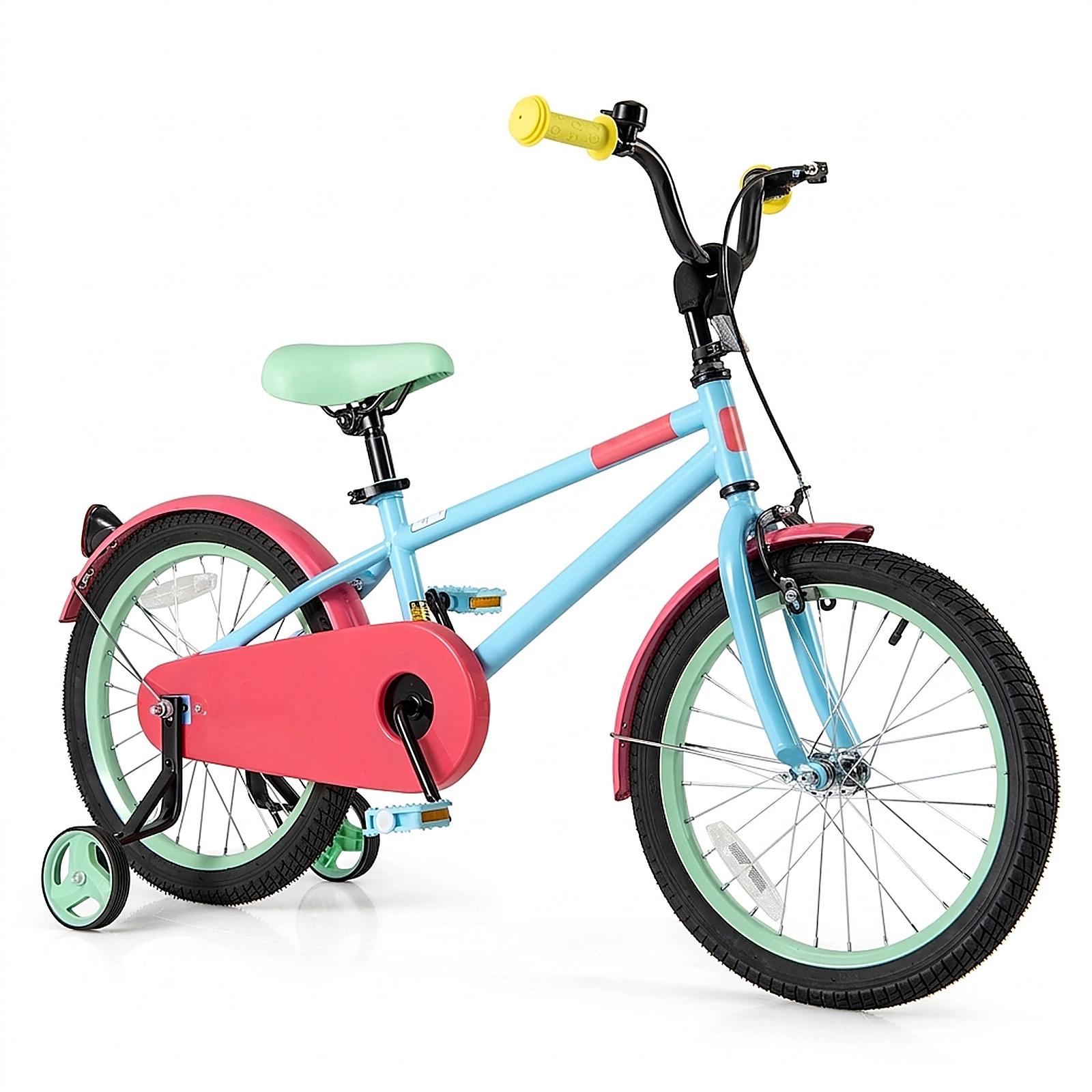 SUGIFT 18-in Blue Kids Bike with Training Wheels 3-in Adjustable Handlebar and Saddle 145-lb Rider Capacity