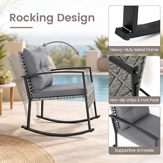 Hivvago 3-Piece Outdoor Rocking Chair Set For Garden