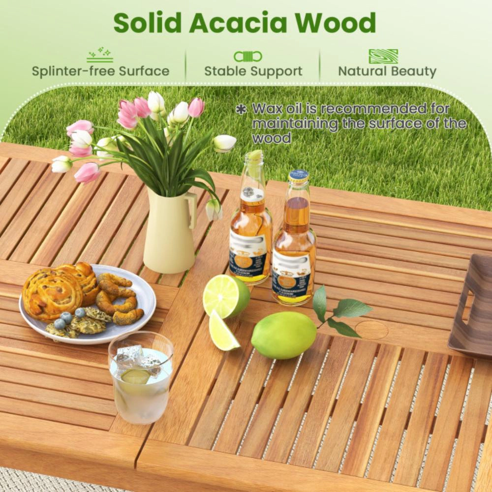 Hivvago 6-Person Outdoor Acacia Wood Rectangular Bistro Dining Table