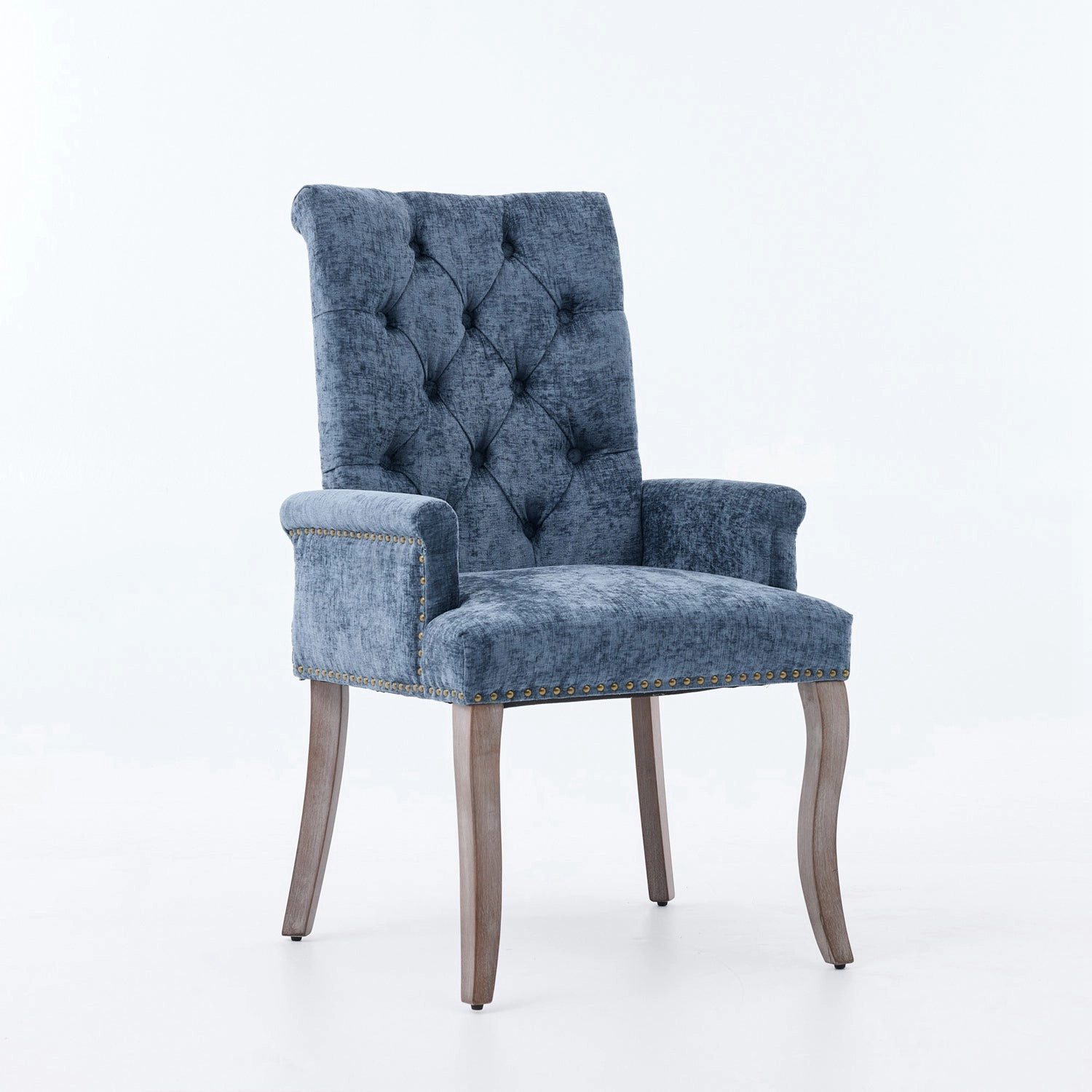 GBruno Tufted Chenille Dining Chair With Nailhead Trim