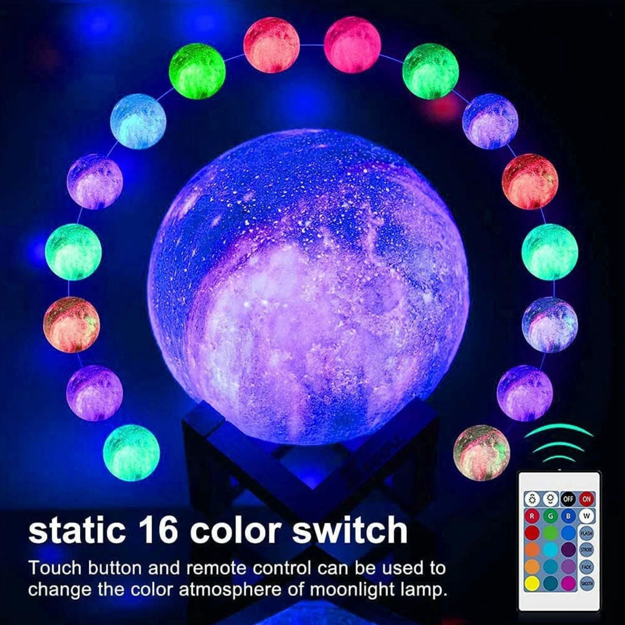 Home Collection 3D Galaxy Moon Lamp USB Rechargeable LED Night Light 16 Colors