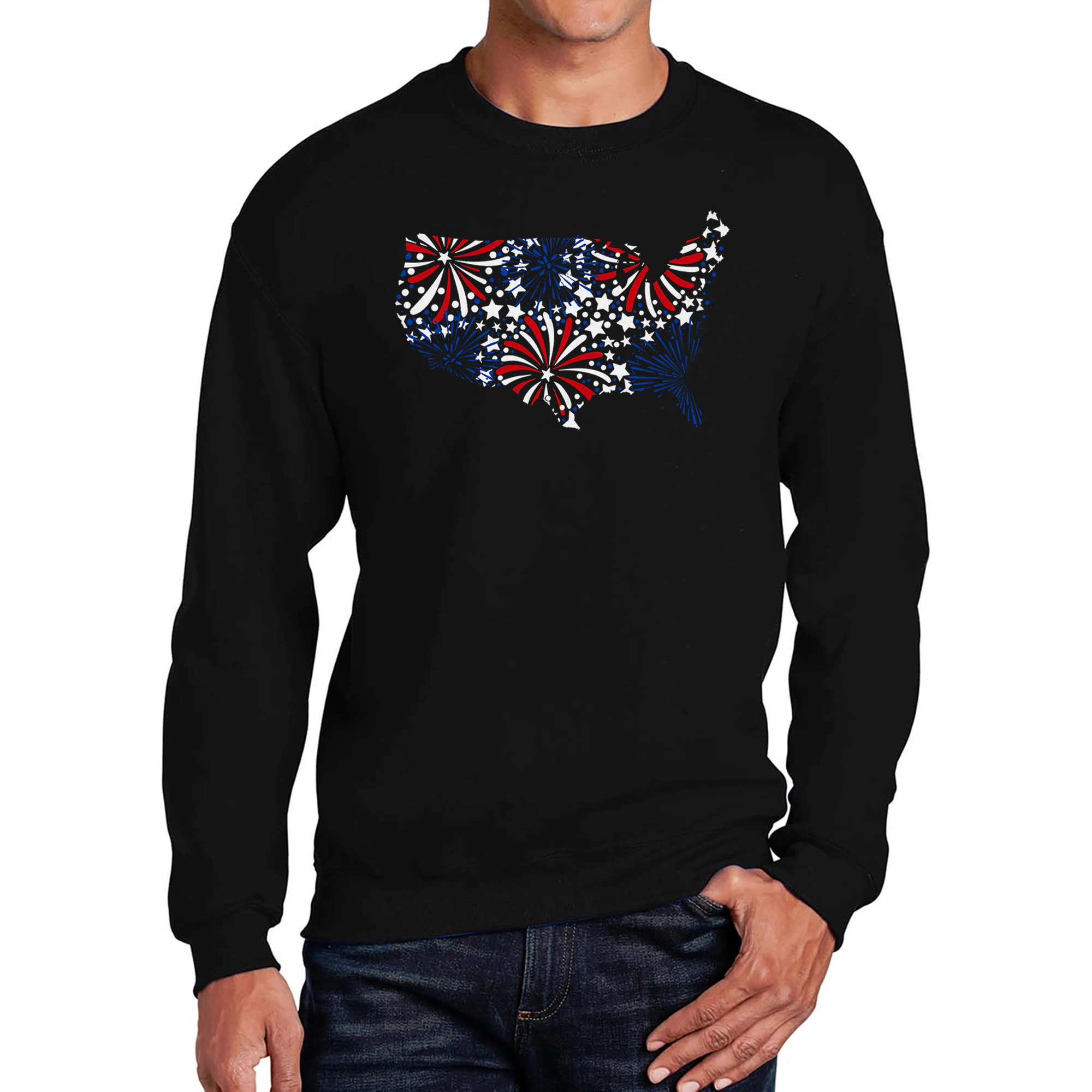 LA Pop Art USA Fireworks - Men's Word Crew Sweatshirt