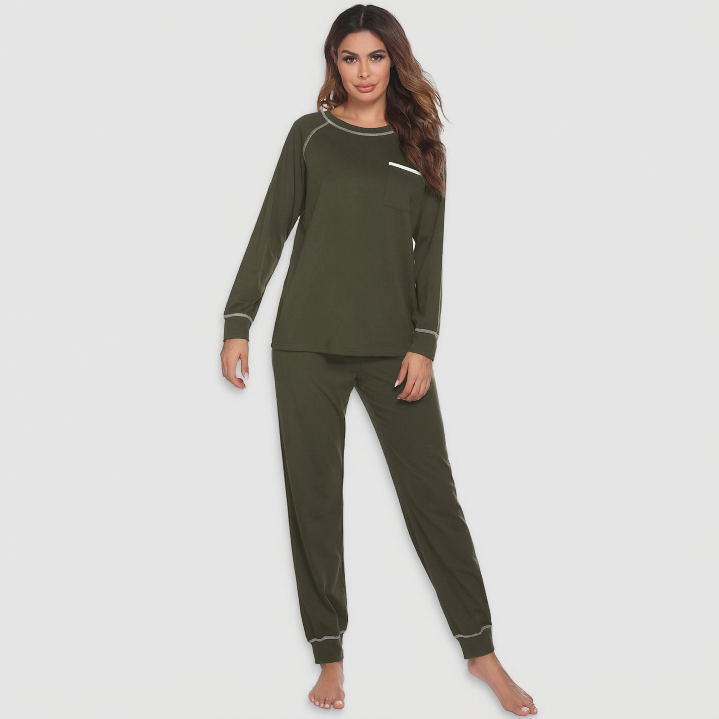 Ekouaer Pajamas Set Soft Comfy Sets Long Sleeve Sleepwear Loungewear