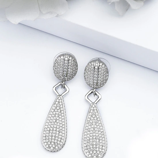 AGP PARIS Womens Elegant Tear Drop Earrings, Color: Silver