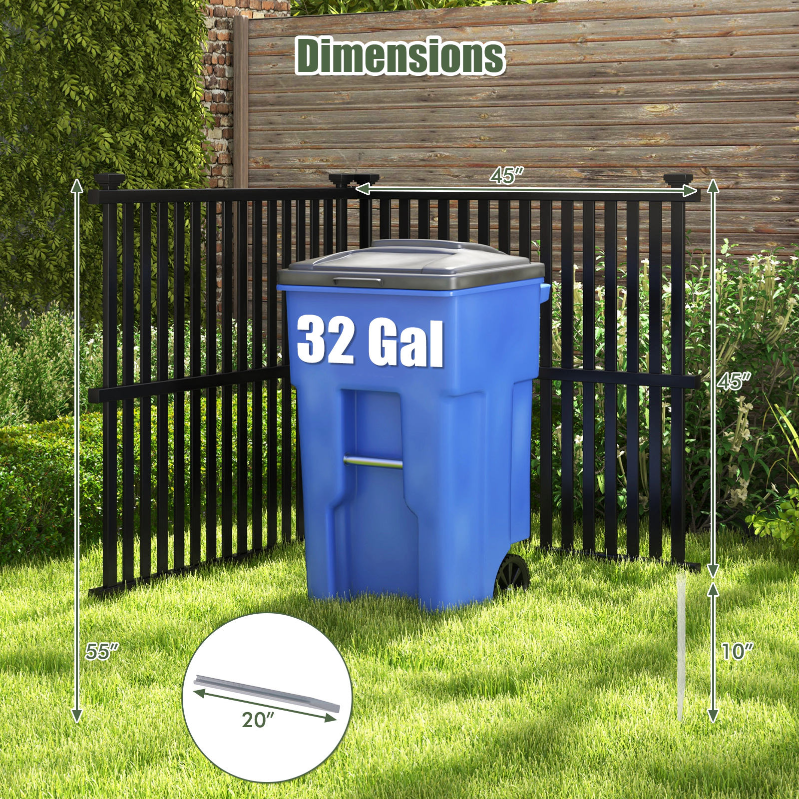 SUGIFT Air Conditioner Fence Panel with Metal Ground Stakes 55-in Tall Garden Trellis Enclosure White
