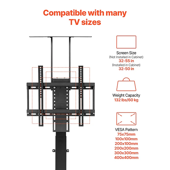 HONGGE Motorized TV Mount Bracket with Adjustable Electric Bracket for TVs