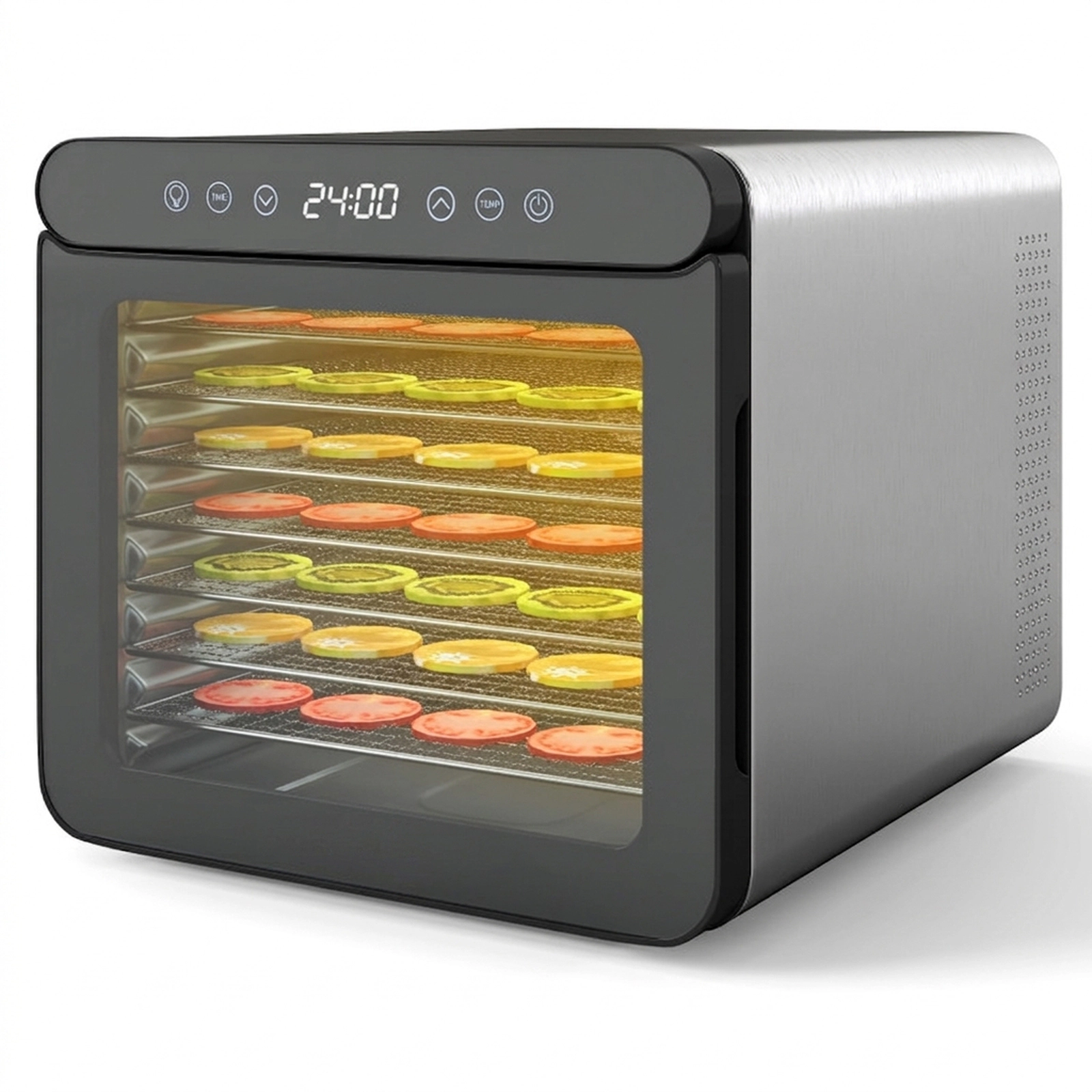 SUGIFT Silver 600W 7-Tray Stainless Steel Food Dehydrator with 1-24H Timer and Digital LED Display