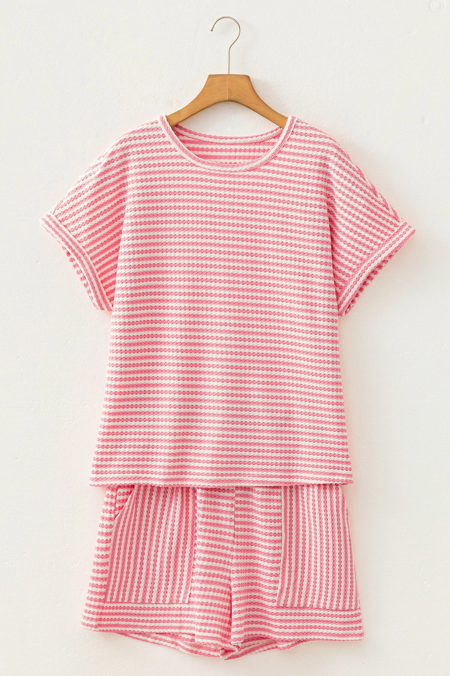 Threaded Pear Womens Selena Knit Short 2-Piece Set - Pink