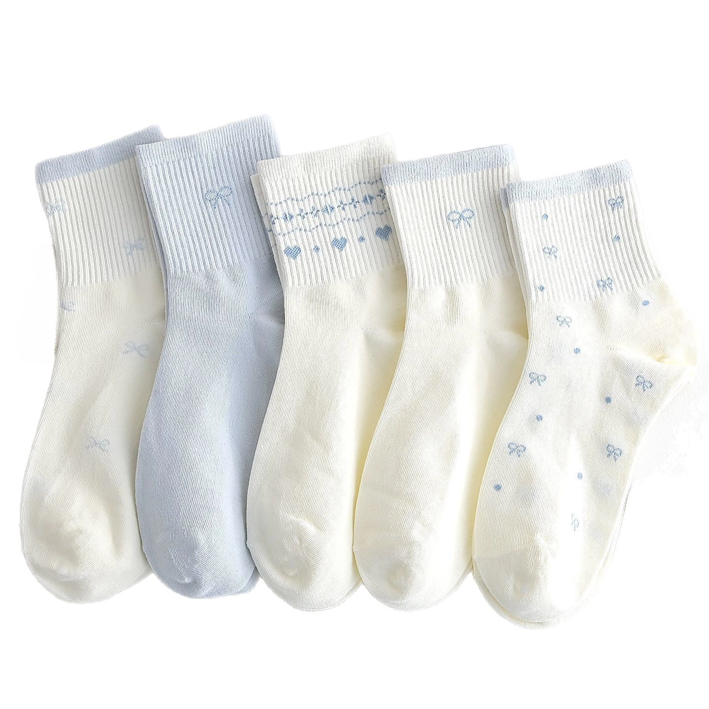 Wardrobe Whimsy 5 Pairs Women Vintage Floral Ankle Socks Cute Wear Socks