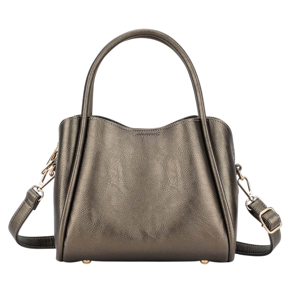 FASHNZFAB Faux Leather Structured Top Handle Crossbody Handbag